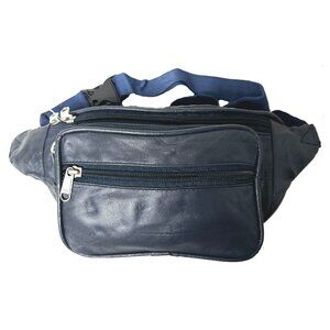 Genuine Lambskin Leather Unisex Fanny Bag Blue#3012